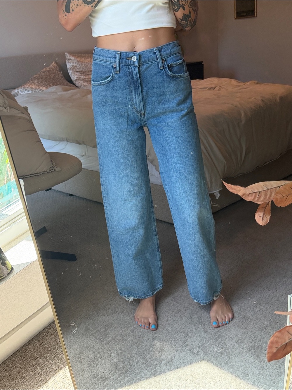 Agolde Light Blue Wide Leg Jeans